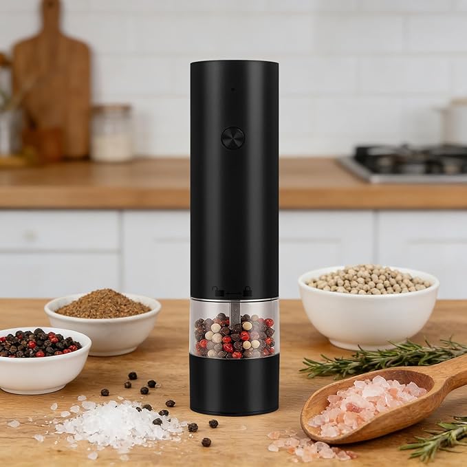 Rechargeable Electric Salt and Pepper Grinder Set, Automatic Pepper Mill by Unknown