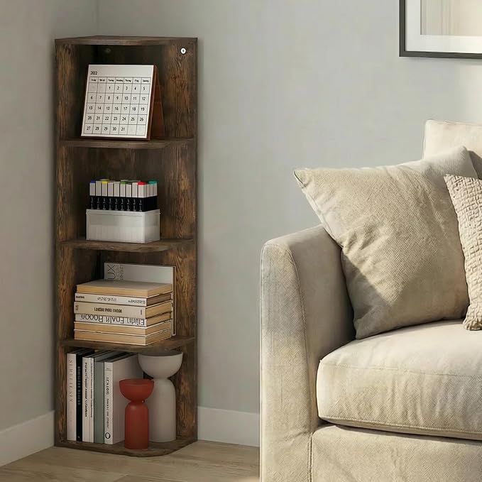 Furinno PASIR Book Shelf, 4-Tier Corner Bookshelf - Image 4