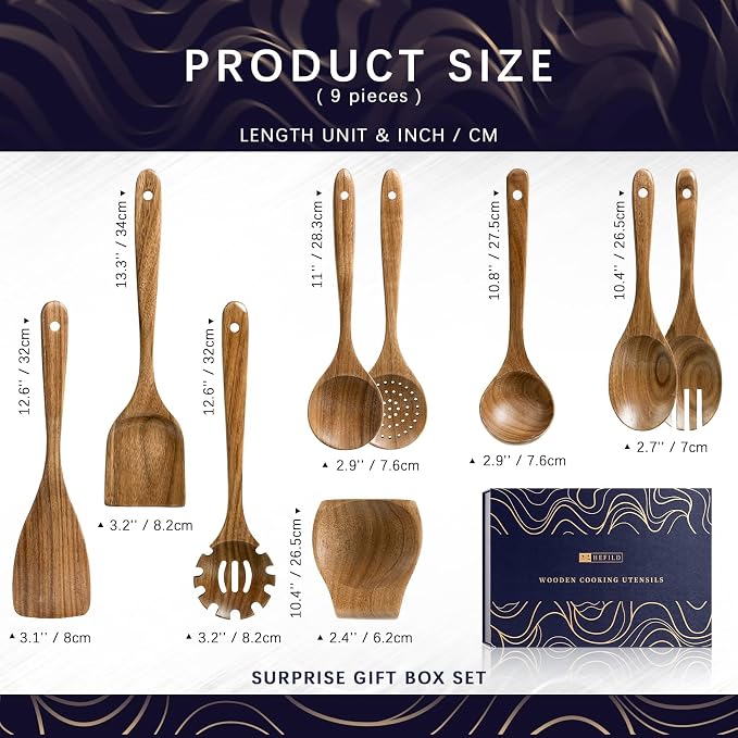 Wooden Spoons for Cooking, Nonstick Cooking Utensil Set - Image 2
