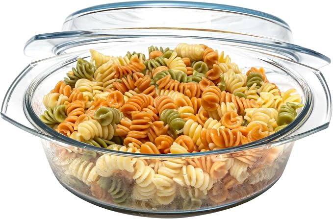 Simax Casserole Dish with Lid, 2 Quart Round Glass Casserole Dishes by SIMAX