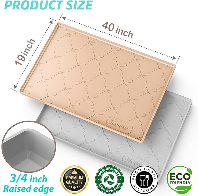 SIKADEER 40" x 19" Under Sink Mat Waterproof, Silicone Mat Kitchen Drawer Shelf - Image 3