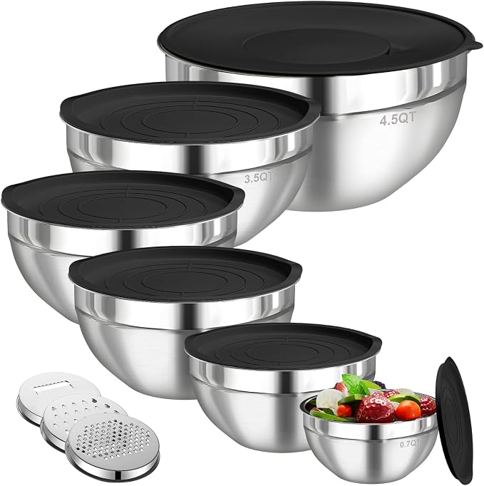 Mixing Bowls with Lids Set, Kitchen Food Storage Organizers Nesting Mixing Bowl by HelpYouSaveMoreSpace