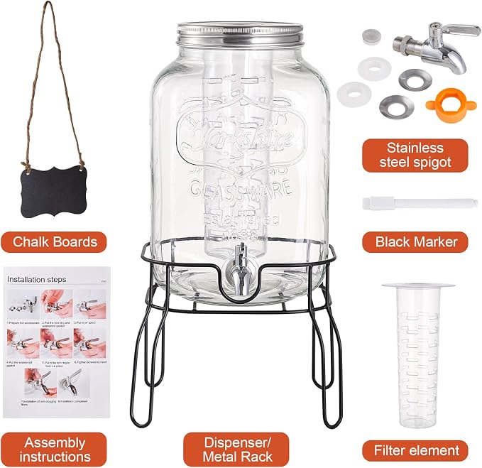2 Gallon Glass Drink Dispensers - Image 5