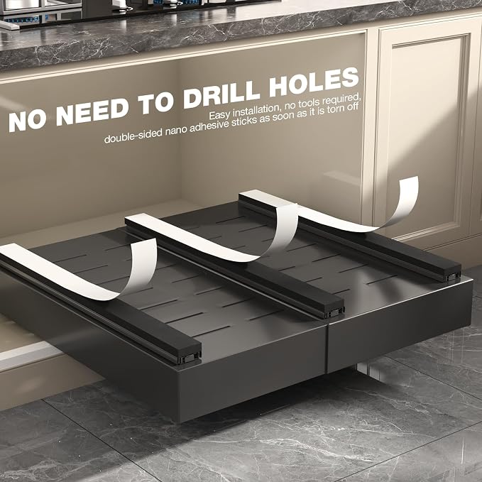 Seinloes 2 Pack Pull Out Cabinet Organizer 22" Deep, Full Extension 3 Slide - Image 8