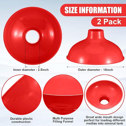 Vesici 2 Pack Extra Large Wide Mouth Funnel Red 2.5" x 10" Multi Purpose - Image 2
