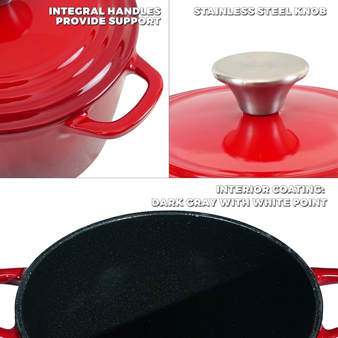 Flavehc Dutch Oven Pot with Lid 1.8 qt Cast Iron Dutch Oven - Image 2
