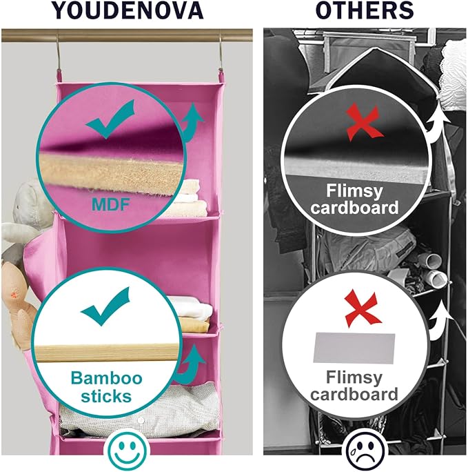 YOUDENOVA Hanging Closet Organizer and Storage, 6-Shelf Closet Hanging Storage - Image 5