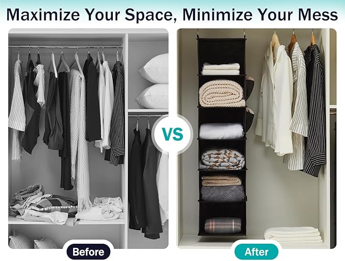 YOUDENOVA Hanging Closet Organizers and Storage, 6-Shelf Hanging Closet Shelves - Image 6