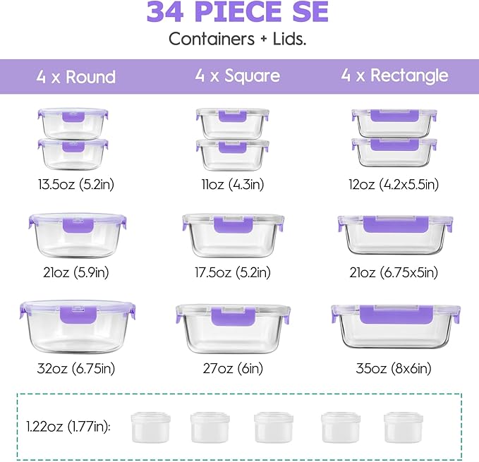 34pcs Glass Food Storage Containers - Image 2