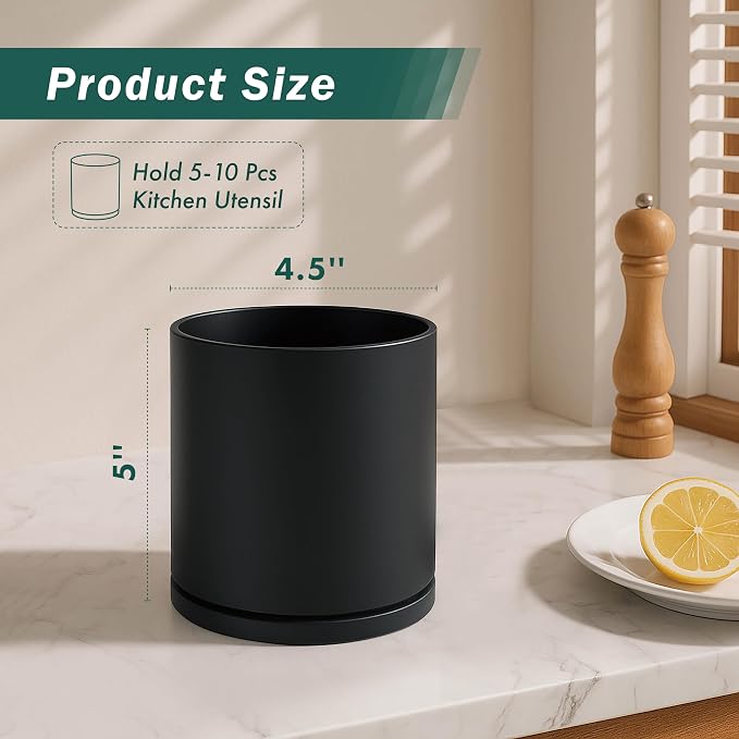 D'vine Dev 360° Rotating Utensil Holder – 5" Kitchen Utensil Crock - Image 2