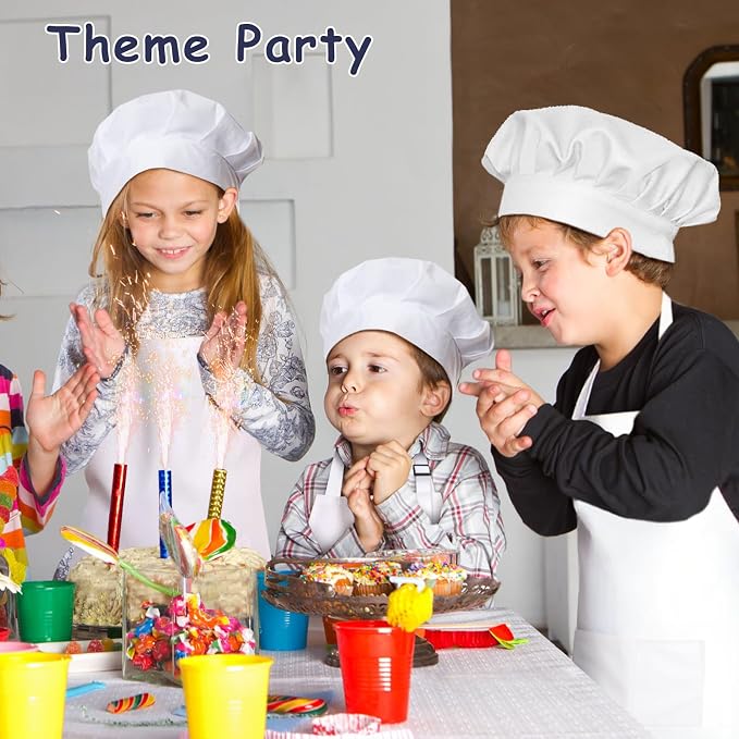 Kids Apron and Chef Hat Set, 40 Pieces Boys Girls Kids Apron - Image 5
