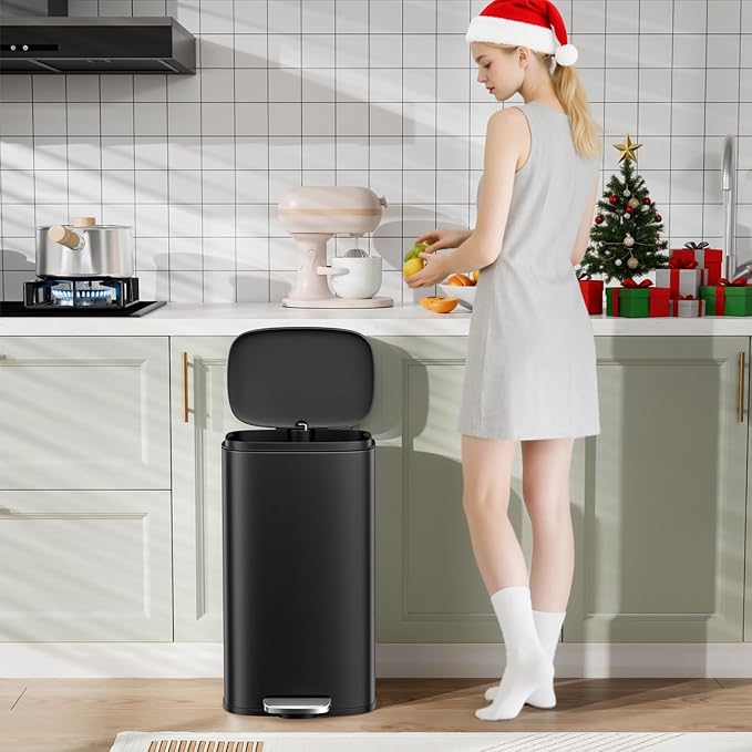 Arlopu13.2 Gallon Step Trash Can, Stainless Steel Garbage Bin, Soft-Close - Image 8
