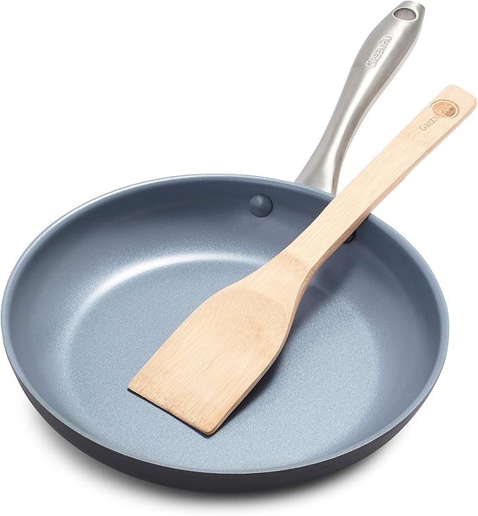 GreenPan Lima Hard Anodized 10" Frying Pan Skillet, Wood Spatula, Ceramic by GreenPan