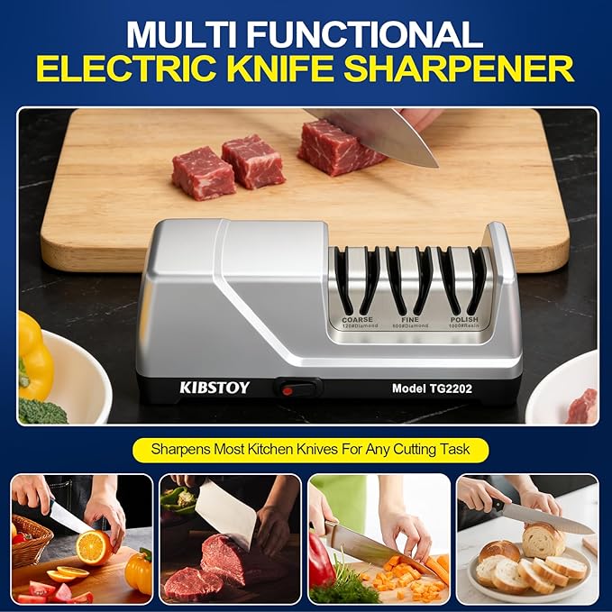 Knife Sharpener Electric, 3-Stage Professional Kitchen Sharpener - Image 6
