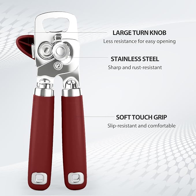 Safring Can Opener Manual, Heavy Duty Stainless Steel Smooth Edge Can Openers - Image 3