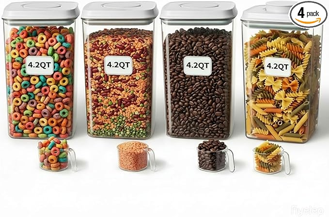 Melovom 4 Pcs Large Pop Airtight Food Storage Containers Set by Melovom