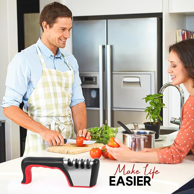 4-in-1 Knife Sharpener, Sturdy Manual Knife Sharpeners - Image 2