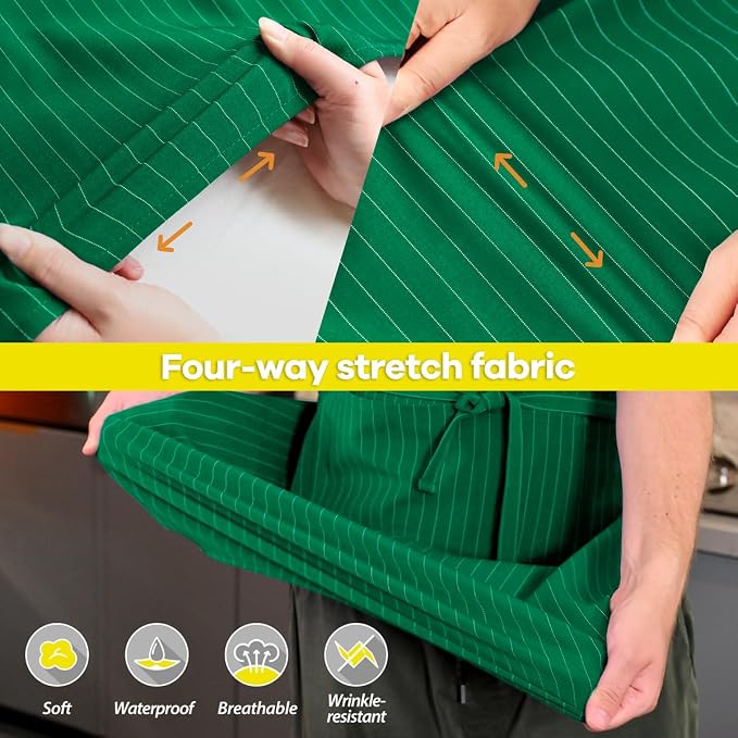 ROTANET Stripe Stretch Apron for Men Women Chef Big and Tall Large Striped - Image 4
