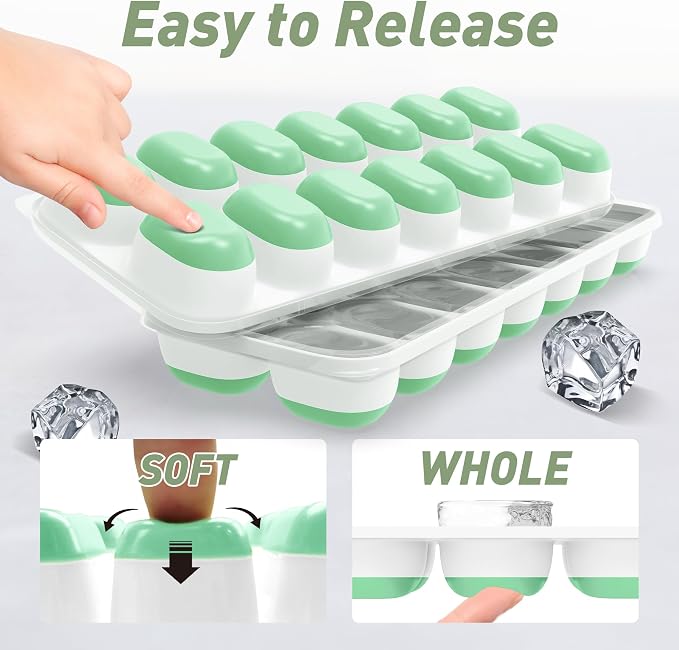 ChefAide Ice Cube Tray with Lid, 4 Packs 56 Cubes Durable Stackable Ice Cube - Image 6