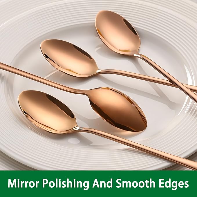7.5 Inches Long Handle Coffee Stirring Spoons, Copper Stainless Steel Ice Cream - Image 3