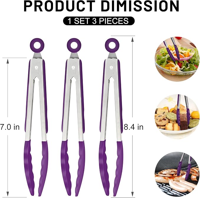 Hotec Mini Silicone Kitchen Tongs - Image 3