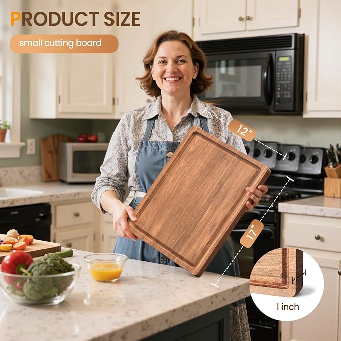 Acacia Wood Cutting Boards for Kitchen, 17x12 Inch Butcher Block - Image 5