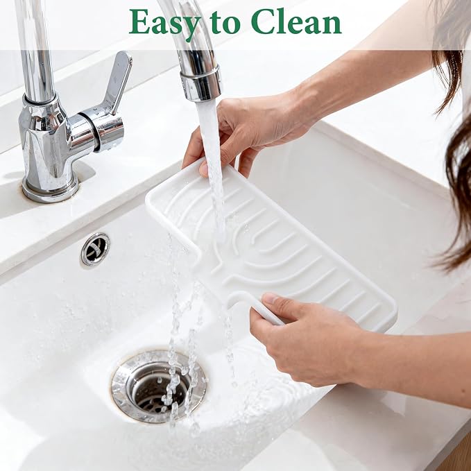 GUUKIN Sponge Holder for Kitchen Sink, 10x4 inch Silicone Dish Drying Mat - Image 4