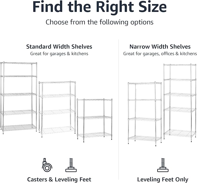 Amazon Basics 5-Shelf Adjustable, Heavy Duty Storage Shelving Unit on 4" Wheel - Image 5