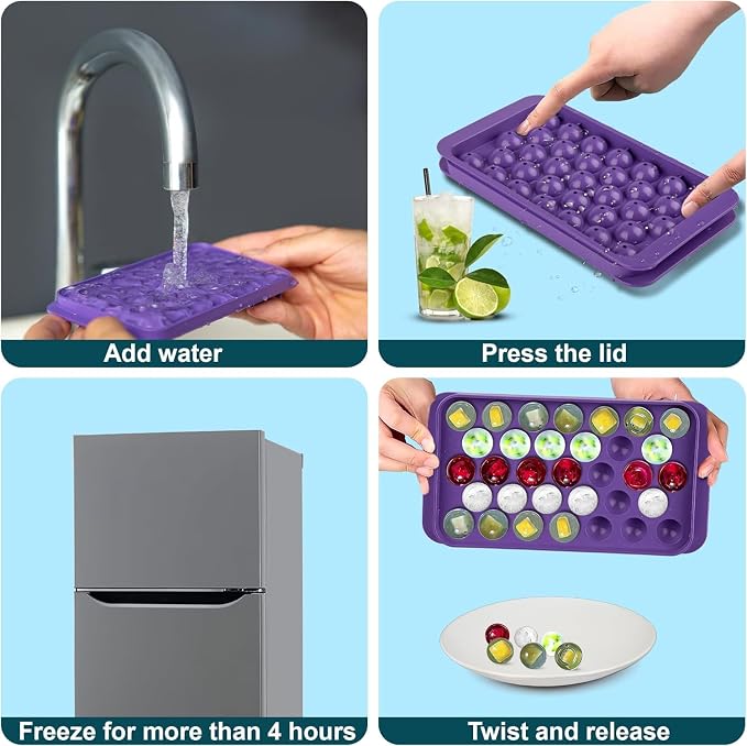 Small Ice Cube Trays for Freezer – 2 Pack Hard Plastic Mini Ice Cube Trays - Image 3