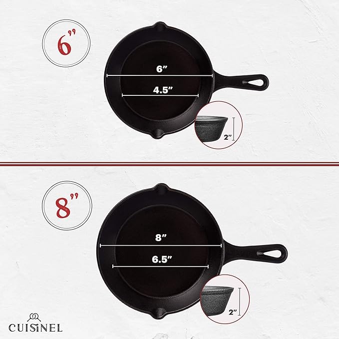 Cuisinel Cast Iron Skillets Set - Image 4