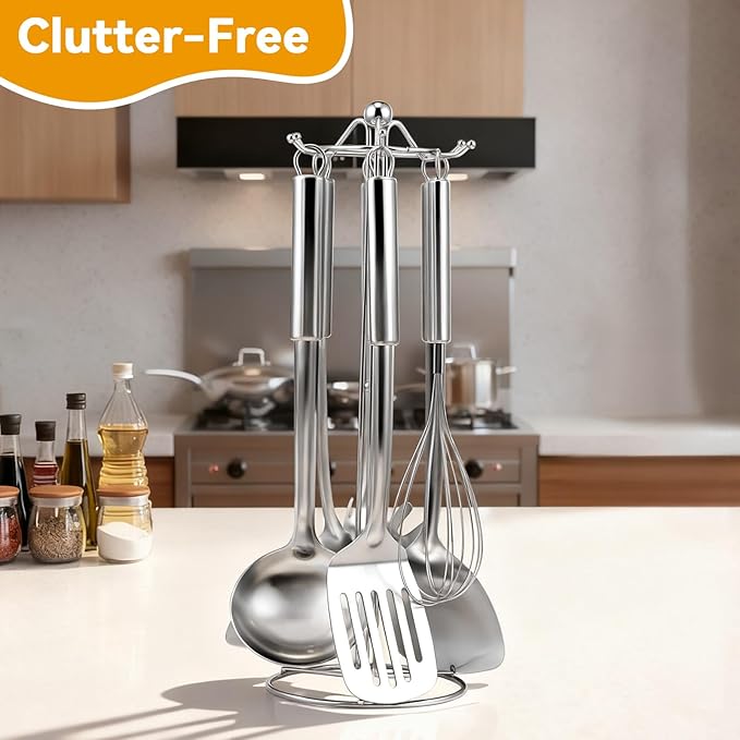 Stainless Steel Kitchen Cooking Utensils Set of 7 - Image 3
