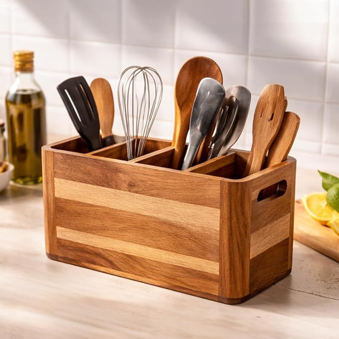 Wooden Caddy Utensil Holder by Paw-er+Play