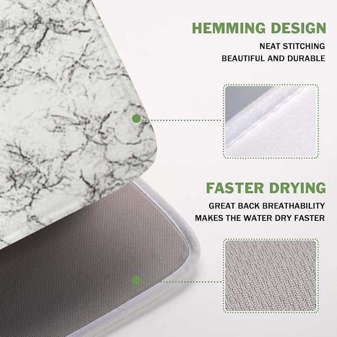 White Grey Marble Dish Drying Mat - Image 4