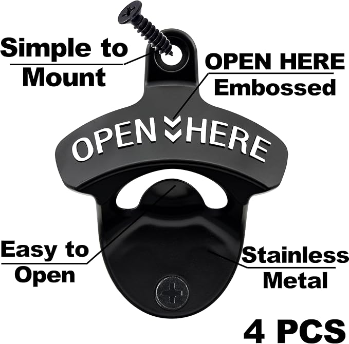 Wall Mounted Bottle Opener Stainless, Rustproof Post Mounted Beer Bottle Cap - Image 2