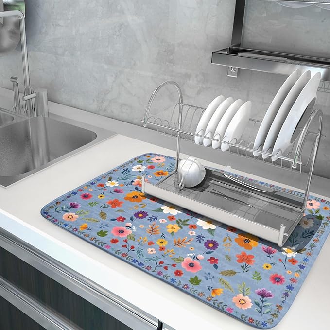 Colorful Flower Dish Drying Mat - Image 5