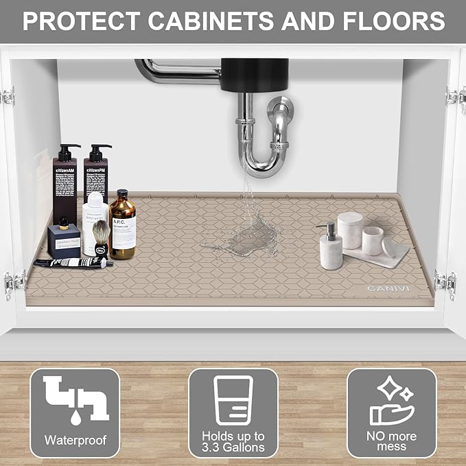 Under Sink Mat, Kitchen Cabinet Shelf Protector, Fits 36 inch Standard Cabinet - Image 4