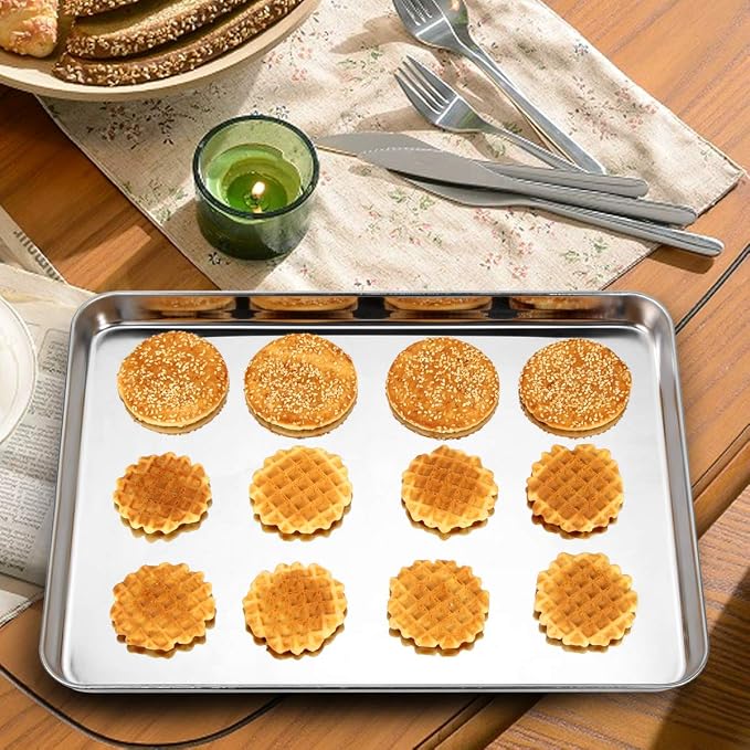 Cookie Sheet Baking Sheet, Bastwe Stainless Steel Bakeware Oven Tray, 16 inch - Image 7
