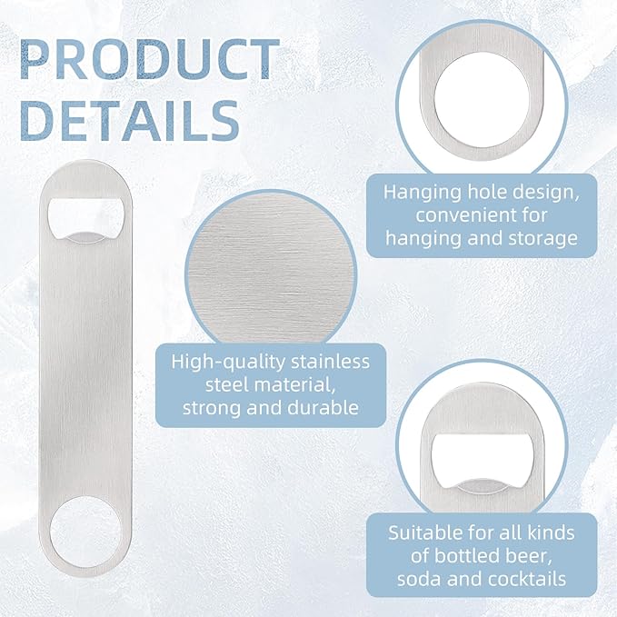 25 Pack Flat Beer Bottle Opener 7 inch Stainless Steel Flat Bottle Opener Beer - Image 3
