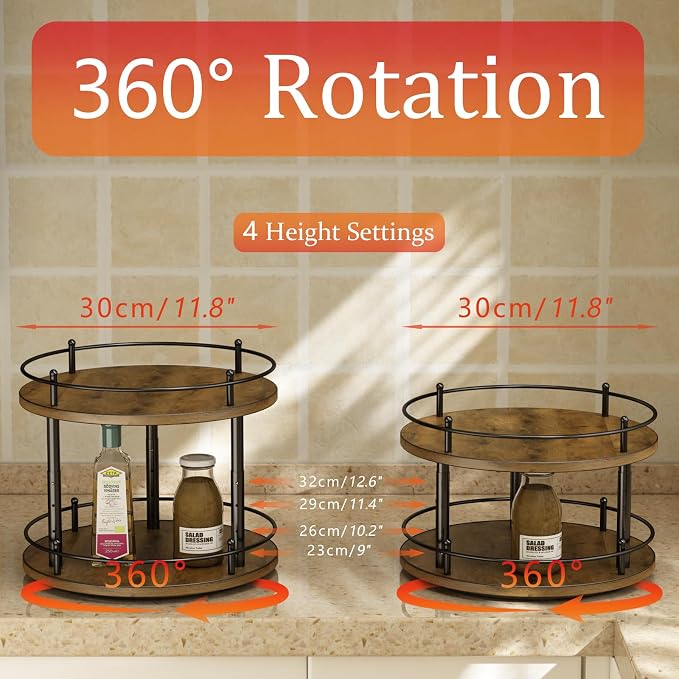 2 Tier Lazy Susan Organizer, 2-Tier Spinning Spice Rack - Image 2