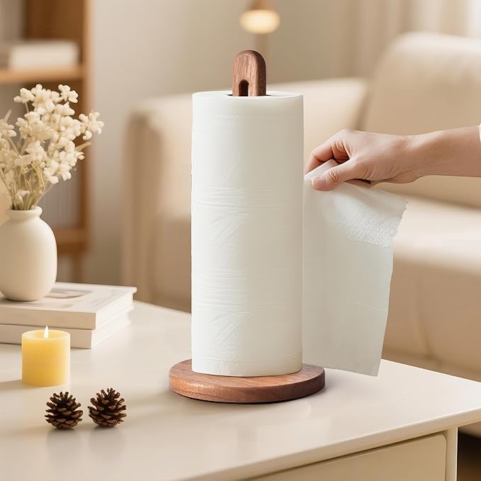 KitchLife Acacia Wooden Paper Towel Holder Countertop, 6.5" Jumbo Base - Image 5