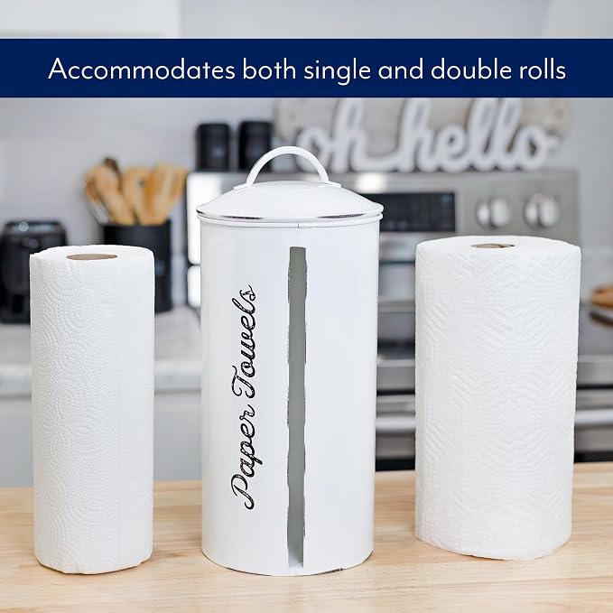 AuldHome Design Farmhouse Paper Towel Holder; Rustic Enamelware Countertop - Image 7