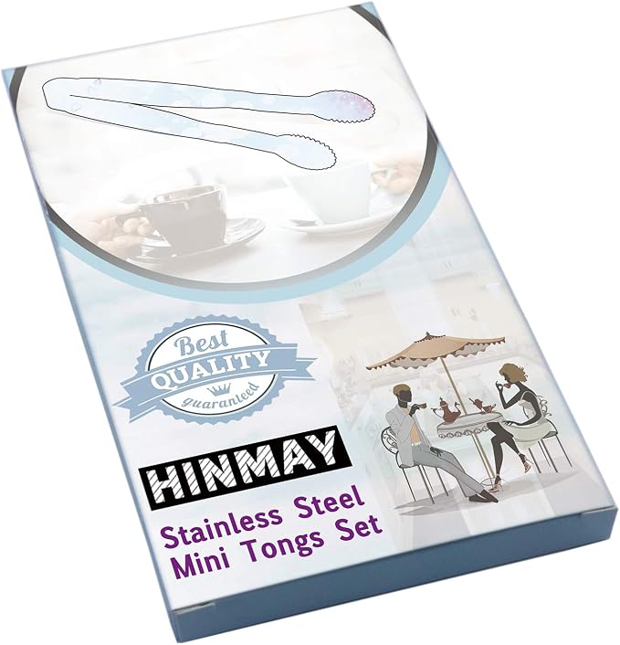 HINMAY 5" Mini Serving Tongs Set, Tiny Stainless Steel Small Tongs - Image 6