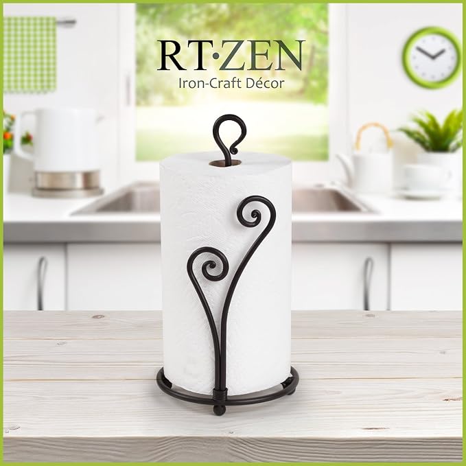 RTZEN Matte Black Paper Towel Holder Countertop - Image 4