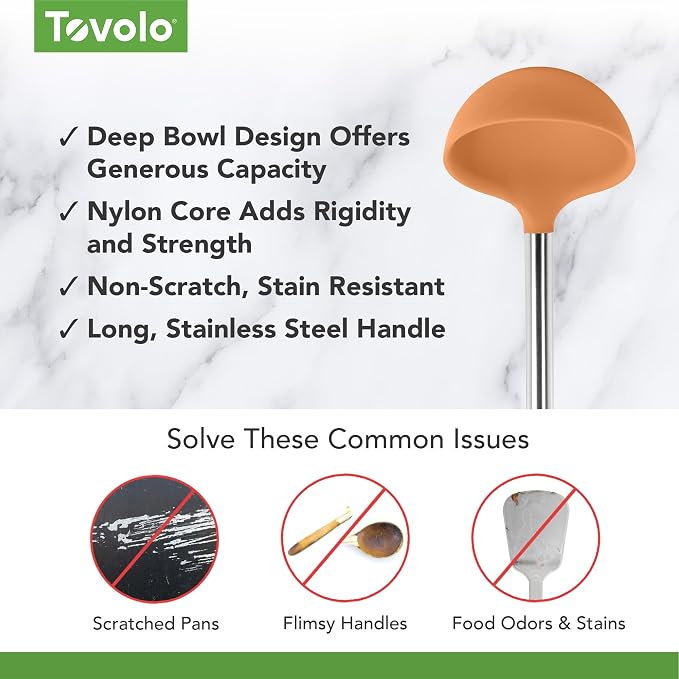 Tovolo Silicone Ladle With Stainless Steel Handle Deep Soup Ladle - Image 3