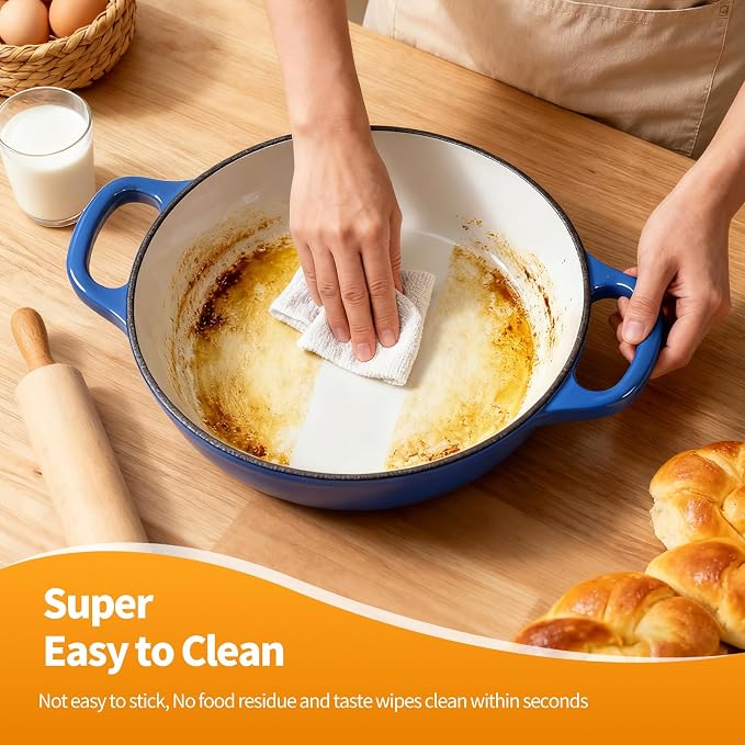 Mini Double Dutch Oven For Sourdough Bread Baking, 6QT Enameled Cast Iron Dutch - Image 6