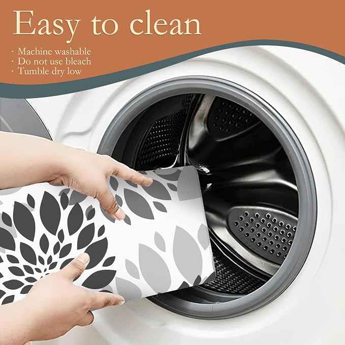 Black White Dahlia Dish Drying Mat - Image 5