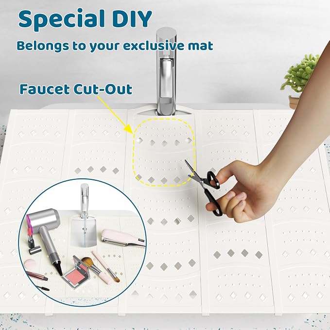 Bathroom Sink Cover for Counter Space, Foldable Silicone Sink Mat Makeup - Image 5