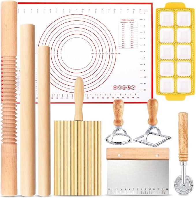 Pasta Making Tools, 10 Piece Wood Pasta Making Kit by ATPWONZ