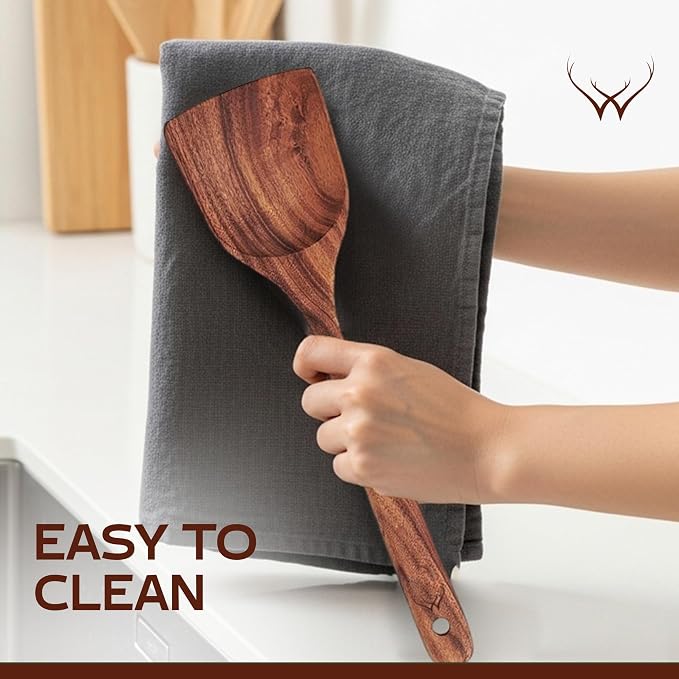 9 Pcs Teak Wooden Spoons for Cooking - Image 5