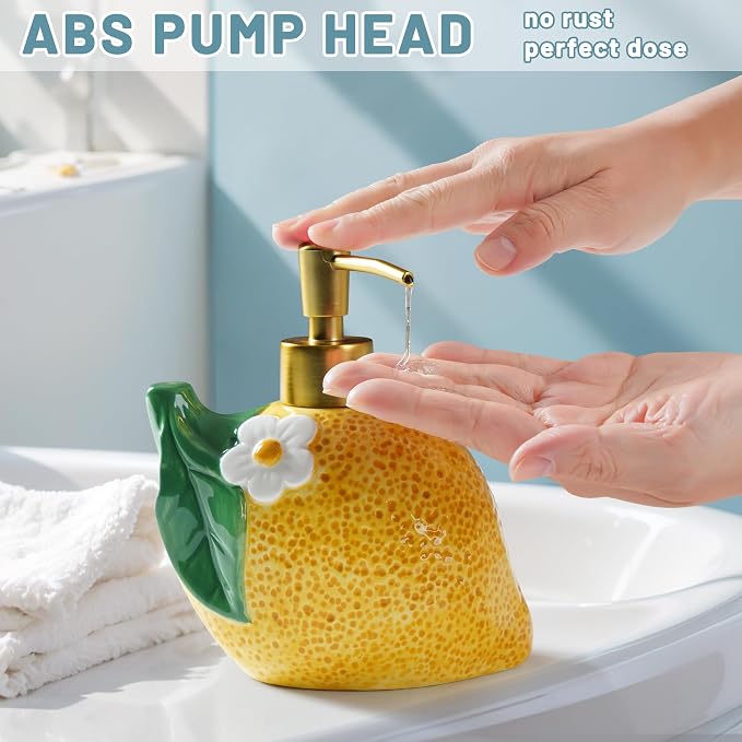RQYIXI 17 OZ Lemon Ceramic Soap Dispenser - Image 3